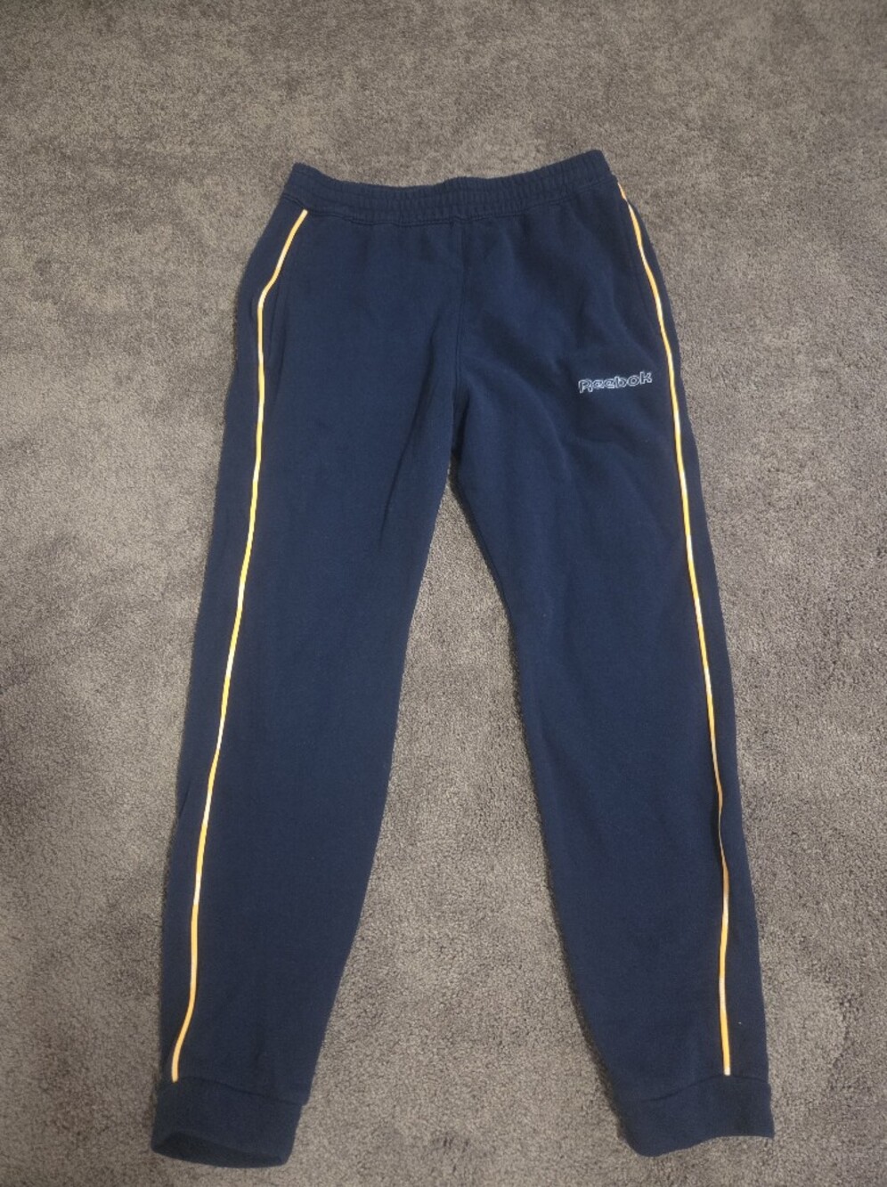 Reebok Navy Joggers with Yellow Side Piping